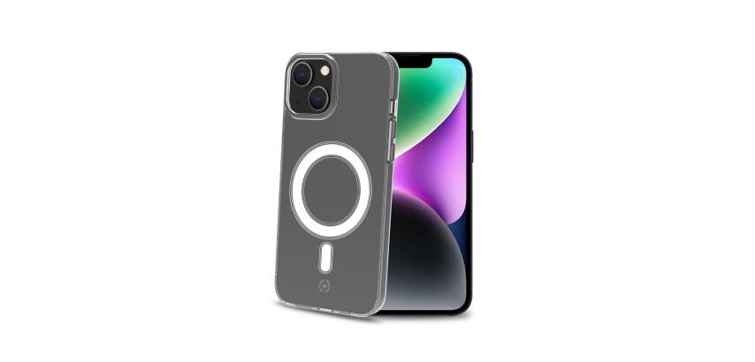 GELSKINMAG - Cover morbida trasparente in TPU, compatibile con la tecnologia Magsafe, anello magnetico color Bianco per Apple iPhone 14