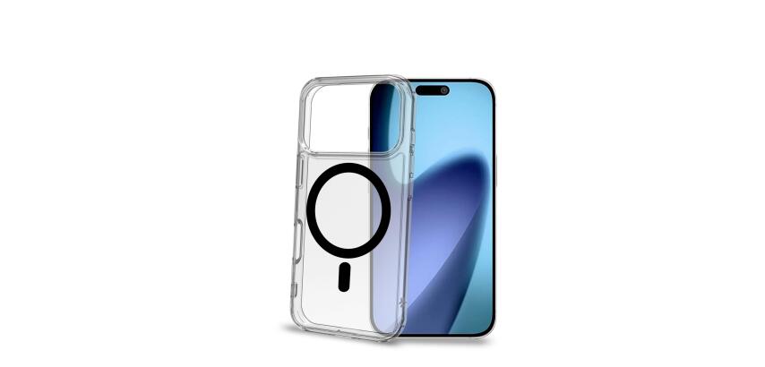 GELSKINMAG - Cover morbida trasparente in TPU, compatibile con la tecnologia Magsafe, anello magnetico color Nero per Apple iPhone 17 Pro [IPHONE 17 CASES]