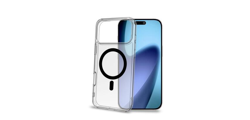 GELSKINMAG - Cover morbida trasparente in TPU, compatibile con la tecnologia Magsafe, anello magnetico color Nero per Apple iPhone 17 Pro Max [IPHONE 17 CASES]
