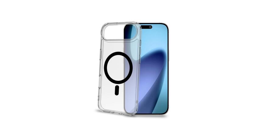 GELSKINMAG - Cover morbida trasparente in TPU, compatibile con la tecnologia Magsafe, anello magnetico color Nero per Apple iPhone Air [IPHONE 17 CASES]