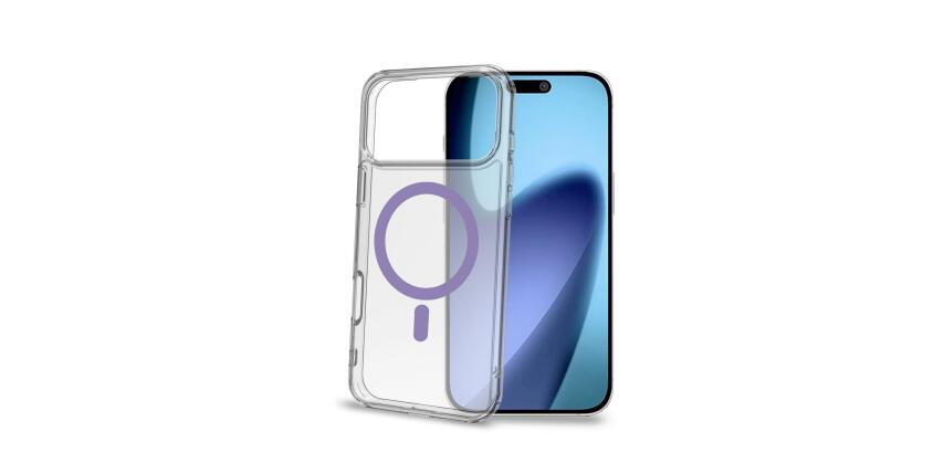 GELSKINMAG - Cover morbida trasparente in TPU, compatibile con la tecnologia Magsafe, anello magnetico color Viola per Apple iPhone 17 Pro Max [IPHONE 17 CASES]