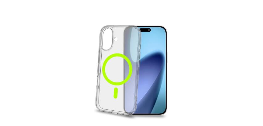 GELSKINMAG - Cover morbida trasparente in TPU, compatibile con la tecnologia Magsafe, anello magnetico color Giallo per Apple iPhone 17 [IPHONE 17 CASES]