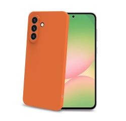SANDCASE - Cover morbida in TPU con tasti e bordo fotocamera colore a contrasto, effetto sabbiato colore trasparente arancione compatibile con Samsung Galaxy A57 5G/ A57 5G EE