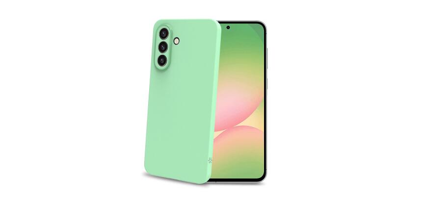 SANDCASE - Cover morbida in TPU con tasti e bordo fotocamera colore a contrasto, effetto sabbiato colore trasparente verde compatibile con Samsung Galaxy A57 5G