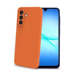 SANDCASE - Cover morbida in TPU con tasti e bordo fotocamera a contrasto, effetto sabbiato colore trasparente arancione compatibile con Samsung Galaxy A17 5G/ A17 5G EE/ A17 4G
