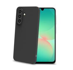 SANDCASE- Cover morbida in TPU con tasti e bordo fotocamera colore a contrasto, effetto sabbiato colore trasparente nero compatibile con Samsung Galaxy A27 5G