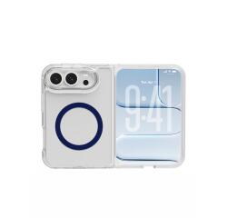 GELSKINMAG1202 - Cover morbida trasparente in TPU, compatibile con la tecnologia Magsafe, anello magnetico match in color, colore Dark Blue per Apple iPhone Duo [IPHONE 18 CASES]