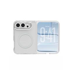 GELSKINMAG1202 - Cover morbida trasparente in TPU, compatibile con la tecnologia Magsafe, anello magnetico match in color, colore Silver per Apple iPhone Duo [IPHONE 18 CASES]