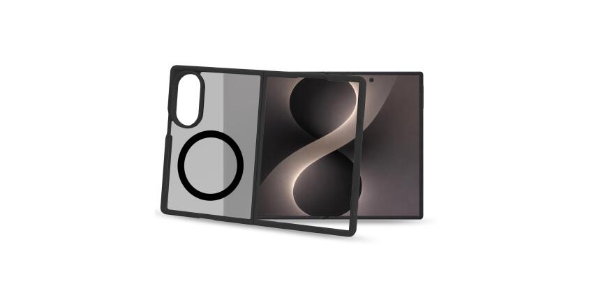 GELSKINMAG - Cover morbida trasparente in TPU, compatibile con la tecnologia Magsafe, anello magnetico color Nero per Samsung Galaxy Z Fold 8