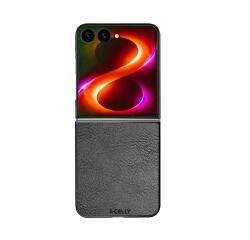 FOLDING - Cover in TPU composta da scocca anteriore e posteriore, effetto pelle sintetica colore nero compatibile Samsung Galaxy Z Flip 8