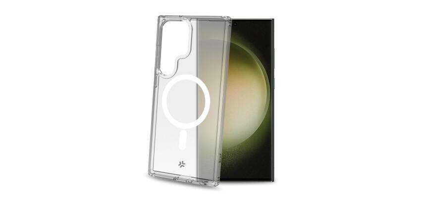 GELSKINMAG - Cover morbida trasparente in TPU compatibile con la tecnologia Magsafe, anello magnetico colore Bianco per Galaxy S23 Ultra 5G/ Galaxy S23 Ultra 5G Enterprise Edition