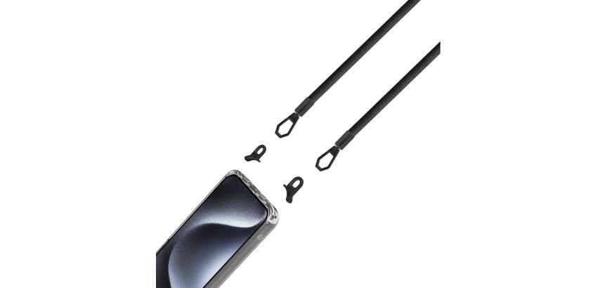 FREEDOM CASE - Cover trasparente in TPU incluso nella confezione laccio collo colore nero per Apple iPhone 15 Pro [FREEDOM]