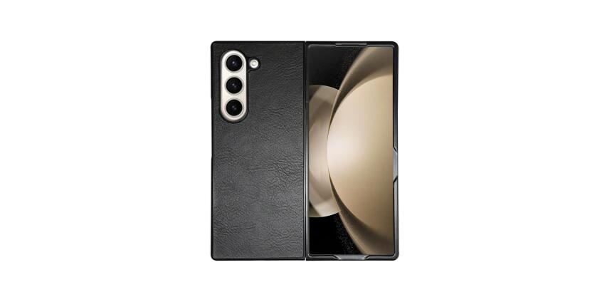 FOLDING - Cover in TPU composta da scocca anteriore e posteriore, effetto pelle sintetica colore nero compatibile Samsung Galaxy Fold 6/ Galaxy Z Fold 6 Enterprise Edition