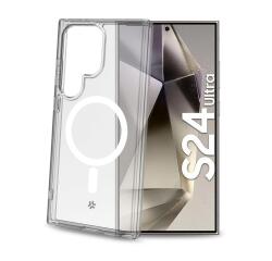 GELSKINMAG - Cover morbida trasparente in TPU, compatibile con la tecnologia Magsafe, anello magnetico color Bianco per Galaxy S24 Ultra 5G/ Galaxy S24 Ultra 5G Enterprise Edition