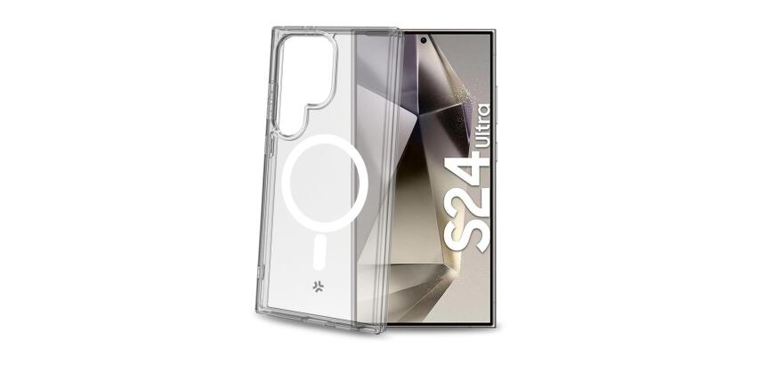 GELSKINMAG - Cover morbida trasparente in TPU, compatibile con la tecnologia Magsafe, anello magnetico color Bianco per Galaxy S24 Ultra 5G/ Galaxy S24 Ultra 5G Enterprise Edition
