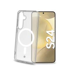 GELSKINMAG - Cover morbida trasparente in TPU, compatibile con la tecnologia Magsafe, anello magnetico color Bianco per Samsung Galaxy S24 5G/ Galaxy S24 5G Enterprise Edition