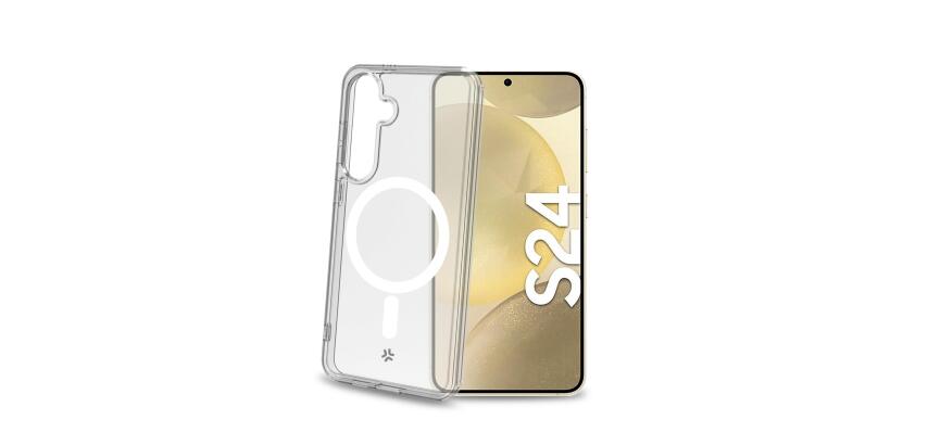 GELSKINMAG - Cover morbida trasparente in TPU, compatibile con la tecnologia Magsafe, anello magnetico color Bianco per Samsung Galaxy S24 5G/ Galaxy S24 5G Enterprise Edition