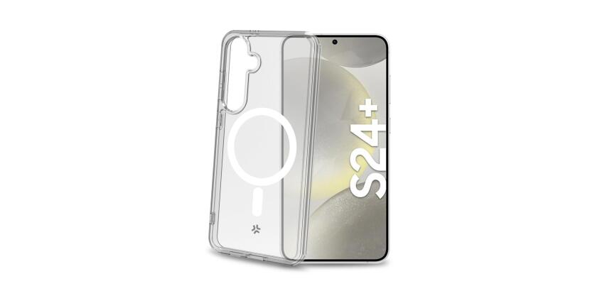 GELSKINMAG - Cover morbida trasparente in TPU compatibile con la tecnologia Magsafe, anello magnetico colore Bianco per Samsung Galaxy S24+ 5G