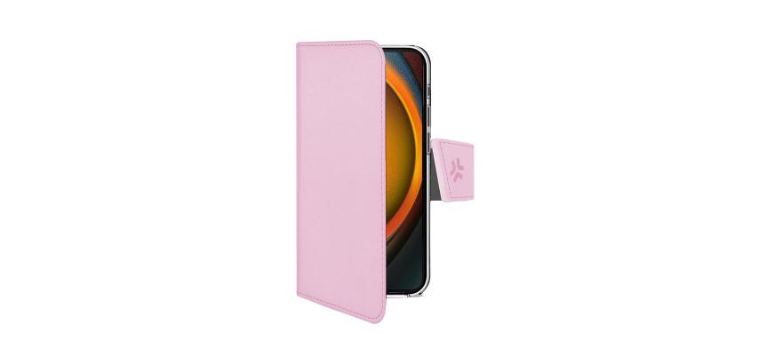 WALLY - Custodia a libro in pelle sintetica con chiusura flap magnetico, slot per carte e funzione stand colore rosa compatibile con Apple iPhone 16 [IPHONE 16 CASES]