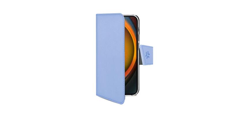 WALLY - Custodia a libro in pelle sintetica con chiusura flap magnetico, slot per carte e funzione stand colore blu compatibile con Apple iPhone 16 [IPHONE 16 CASES]