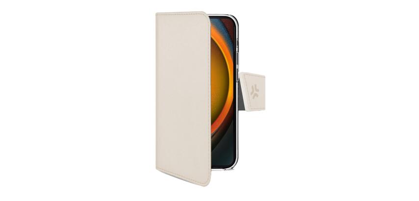 WALLY - Custodia a libro in pelle sintetica con chiusura flap magnetico, slot per carte e funzione stand colore sabbia compatibile con Apple iPhone 16 Pro [IPHONE 16 CASES]