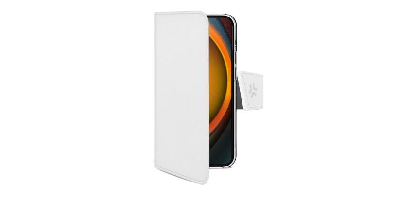 WALLY - Custodia a libro in pelle sintetica con chiusura flap magnetico, slot per carte e funzione stand colore bianco compatibile con Apple iPhone 16 Pro Max [IPHONE 16 CASES]