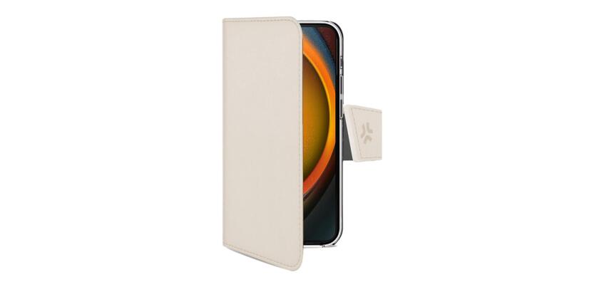 WALLY - Custodia a libro in pelle sintetica con chiusura flap magnetico, slot per carte e funzione stand colore sabbia compatibile con Apple iPhone 16 Pro Max [IPHONE 16 CASES]