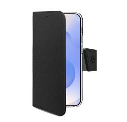 WALLY - Custodia a libro in pelle sintetica con chiusura flap magnetico, slot per carte e funzione stand colore nero compatibile con Samsung Galaxy S25 FE