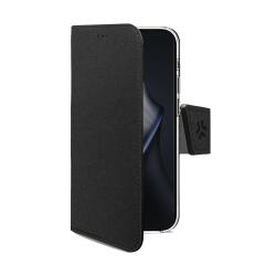 WALLY - Custodia a libro in pelle sintetica con chiusura flap magnetico, slot per carte e funzione stand colore nero compatibile con Xiaomi 15T