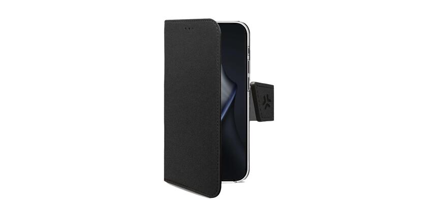 WALLY - Custodia a libro in pelle sintetica con chiusura flap magnetico, slot per carte e funzione stand colore nero compatibile con Xiaomi 15T