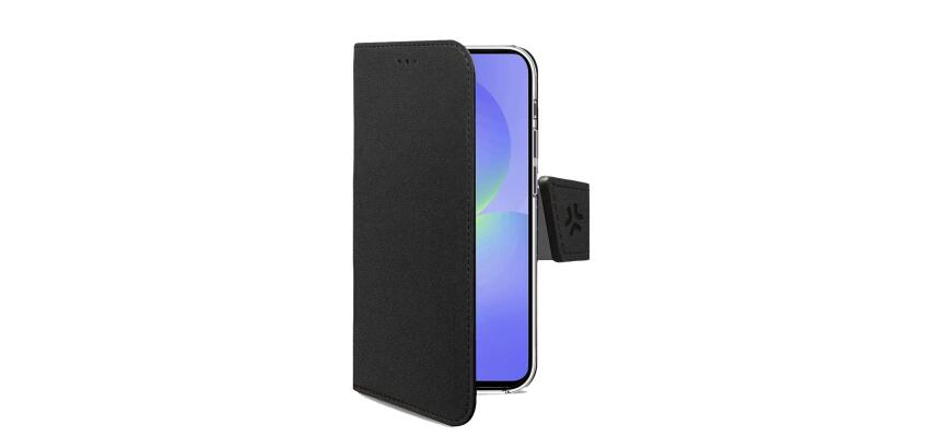WALLY - Custodia a libro in pelle sintetica con chiusura flap magnetico, slot per carte e funzione stand colore nero compatibile con Samsung Galaxy A37 5G/ A37 5G EE