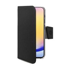 WALLY - Custodia a libro in pelle sintetica con chiusura flap magnetico, slot per carte e funzione stand colore nero compatibile con Samsung Galaxy A27 5G