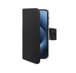 WALLY - Custodia a libro in pelle sintetica con chiusura flap magnetico, slot per carte e funzione stand colore nero compatibile x Apple iPhone 18 Pro/ 17 Pro [IPHONE 18 CASES]