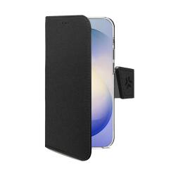 WALLY - Custodia a libro in pelle sintetica con chiusura flap magnetico, slot per carte e funzione stand colore nero compatibile con Samsung Galaxy S26 FE 5G