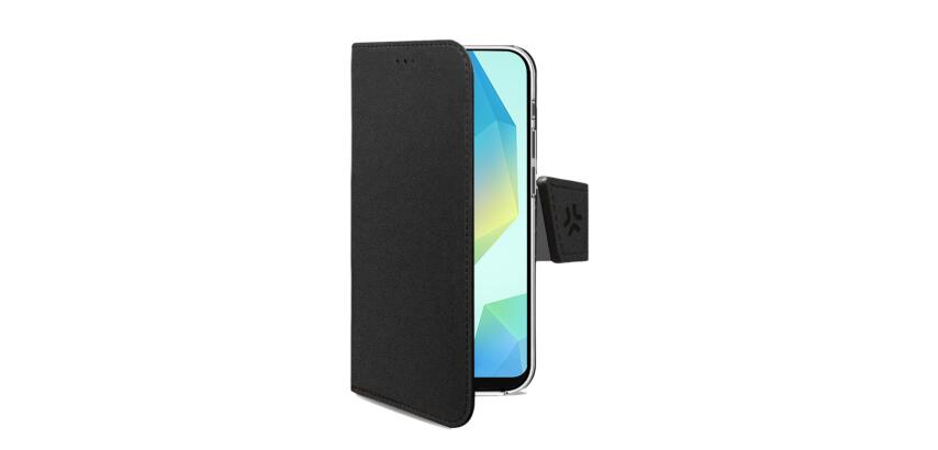 WALLY - Custodia a libro in pelle sintetica con chiusura flap magnetico, slot per carte e funzione stand colore nero compatibile con Galaxy A18 5G/ A18 4G/A17 5G/ A17 4G/ A17 5G EE