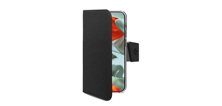 WALLY - Custodia a libro in pelle sintetica con chiusura flap magnetico, slot per carte e funzione stand colore nero compatibile con Google Pixel 9 Pro XL