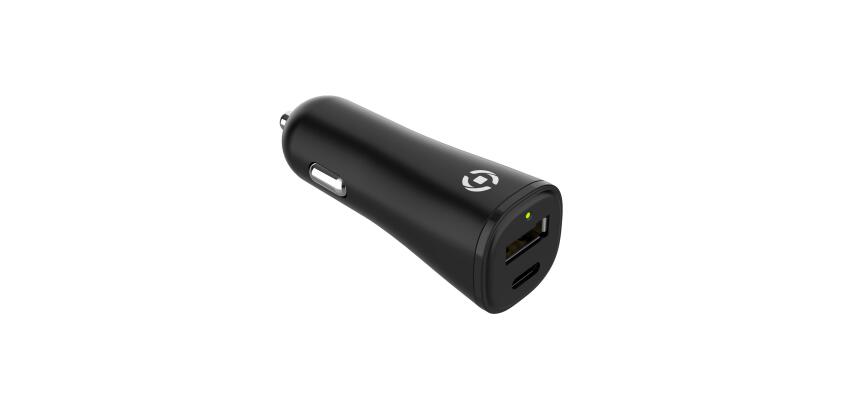 GRSCCUSBUSBCBK - Car charger with 2 output ports made with 100% recycled plastics [PLANET COLLECTION]