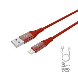 USB-A TO LIGHTNING 12W CABLE 3MT RD