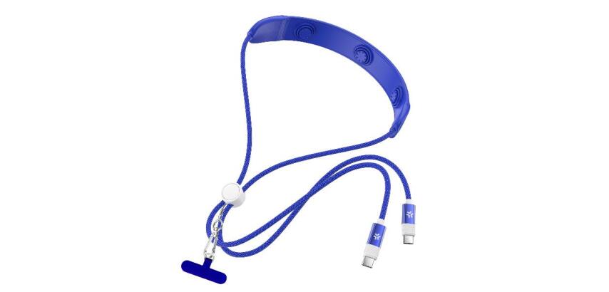 USBC2MC60W - Cavo 3in1 USB-C a USB-C, ricarica rapida, potenza massima 60 Watt, funzione massaggio integrato a 3 velocità, funzione cordino regolabile, lunghezza cavo 1,5 metri