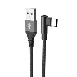 USB-A TO USB-C 15W CABLE L-SHAPE BK