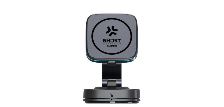 GHOSTSUPMAGSCCH - Supporto universale magnetico da auto, compatibile con la tecnologia Magsafe, rotazione 360°, ricarica via cavo, potenza 15 Watt