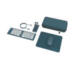 KITTRAVEL - Kit Viaggio per lavorare in mobilità, tastiera wireless pieghevole, mouse wireless, mousepad, supporto smartphone, cavo USB-C