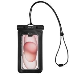 SPLASHBAG25 - Custodia impermeabile per smartphone fino a 7", design trasparente, chiusura ermetica, laccio a collo incluso