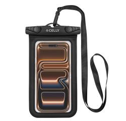SPLASHBAG26 - Custodia impermeabile per smartphone fino a 7", design trasparente, chiusura ermetica, laccio a collo incluso