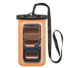 SPLASHBAG26 - Custodia impermeabile per smartphone fino a 7", design trasparente, chiusura ermetica, laccio a collo incluso