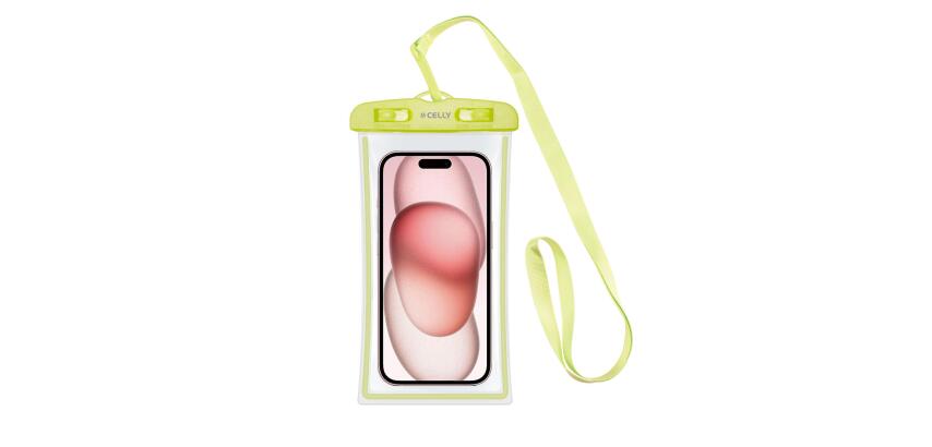 SPLASHBAG24 - Custodia impermeabile per smartphone fino a 7", design trasparente, chiusura ermetica, laccio a collo incluso