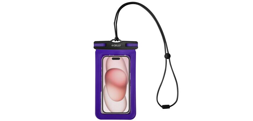 SPLASHBAG24 - Custodia impermeabile per smartphone fino a 7", design trasparente, chiusura ermetica, laccio a collo incluso, certificazione IPX8