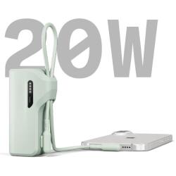 Cygnett Battery bank Thumboost 5K Powerbank con cavo integrato (menta)