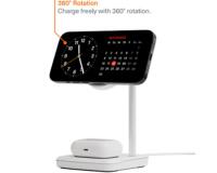 ChargeBase Base di ricarica 2 in 1 Qi2 per iphone 16 e precedenti e per Airpods Bianco