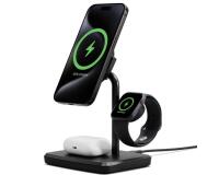 ChargeBase Base di ricarica 3 in 1 Qi2 per iphone 16 e precedenti   per Apple watch e per Airpods Nero